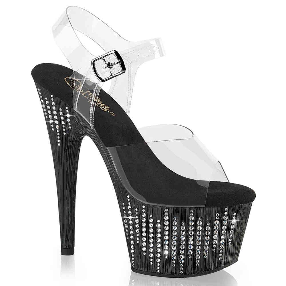 Pleaser - ADORE708WFRS Ankle strap sandal - Black/Transparent Product image